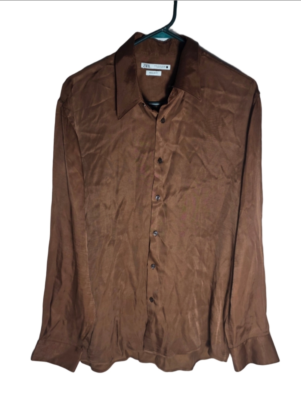 Men's Zara Casual Button Down Shirt XL Brown OfficeWear preppy date casual y2k